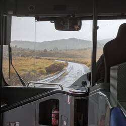 The shuttle buses are the only vehicles allowed in the park