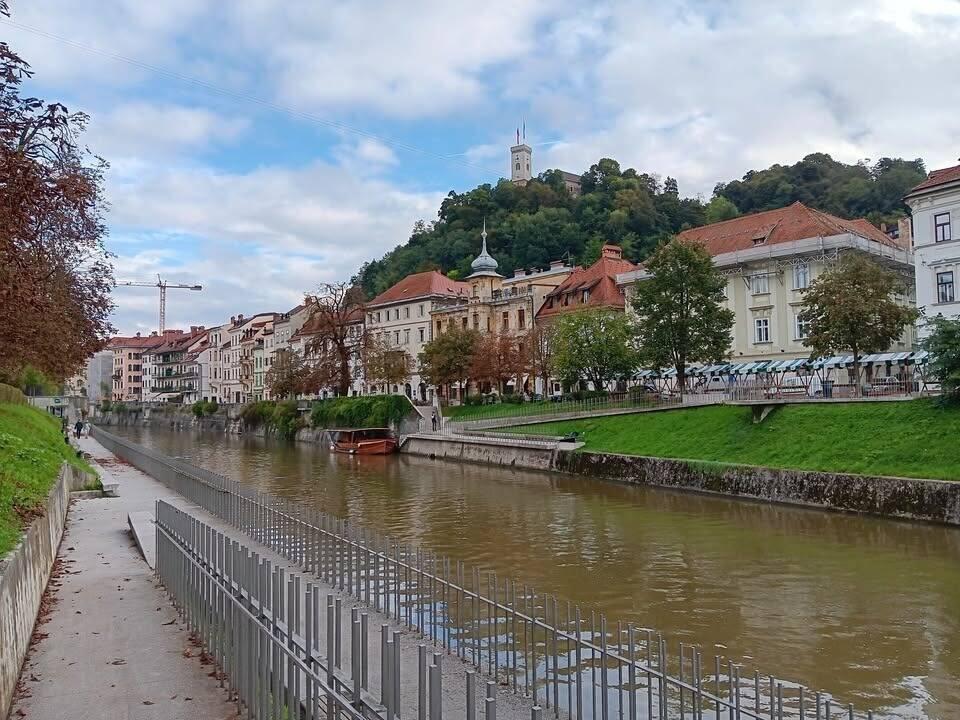 Ljubljana Castle from the river in old town