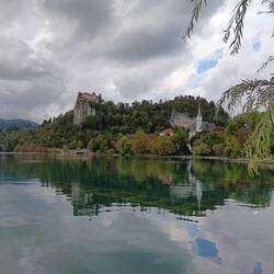 Bled Castle and St. Martin church at Lake Bled
