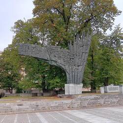 Sculpture near the university in Ljubljana commemorating a 1975 uprising