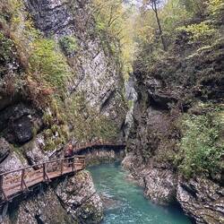 Vintgar Gorge with cantilevered walkway