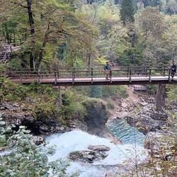 Bridge at the end of the Vintgar Gorge hike