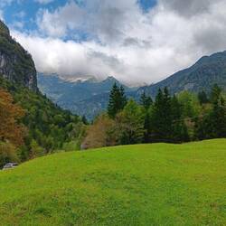 Looking back up the Soca valley towards Vrsic Pass