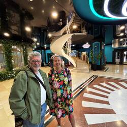 Brad and our Australian travel companion Anita in the hotel lobby