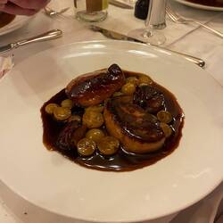 Seared Foie gras with cognac sauce and grapes