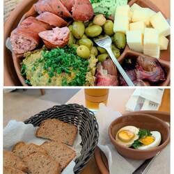 Vorspeisenplatte nach römischer Art, mittags in der Taverne