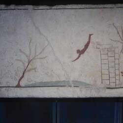 Greek painting of diver from inside sarcophagus lid