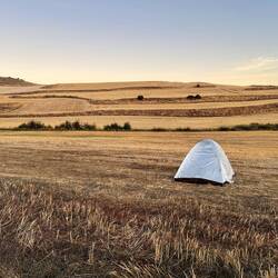 Camping isn't allowed on the Camino, so this is not a common sight.