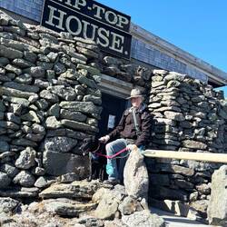 Les and Indy outside the Tip Top House, which was closed for renovations