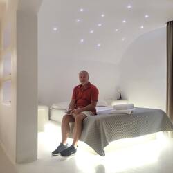 Someone put a lot of thought into the lighting. Stone and marble balanced by soft features.