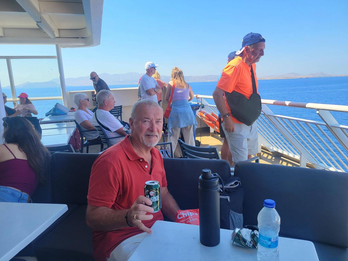 Randy sat outside for the short trip to Naxos. We couldn't go outside on the fast ferries.