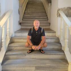 Waiting while Lori and I shopped.