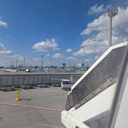 Boarding plane to Bucharest