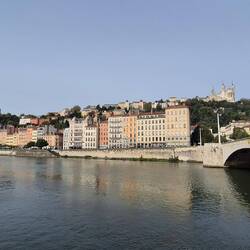 View across the Saône River, looking up to the Cathedral