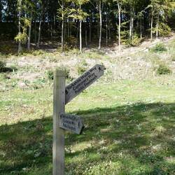 The angle of the sign was good indication of the steepness of the trail