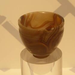 Carved agate cup in museum