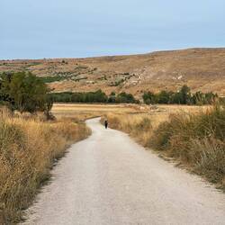 Early morning climb. The picture doesn't really show how high this big hill was!