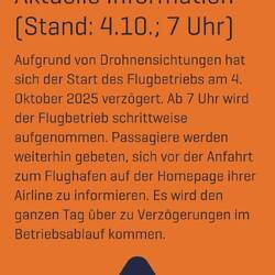 Drohnen Warnung am Münchner Flughafen. Um 7 Uhr wurde der Flugbetrieb wieder aufgenommen
