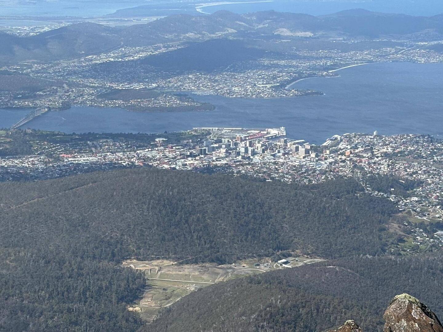 View of the capital city of Hobart, from Mt Wellington summit