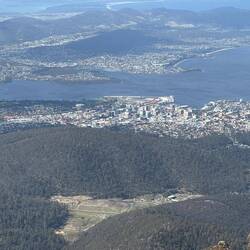 View of the capital city of Hobart, from Mt Wellington summit