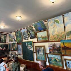 Monet's studio. Note the two paintings of girls with umbrellas on the right, see earlier blog entry