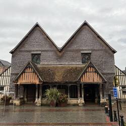 Outside of Église Sainte-Catherine, Viking style entrance