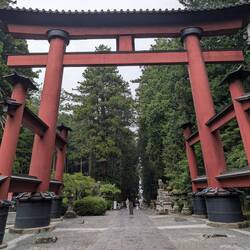 Torii gate leading to the Shrine of Mt Fuji