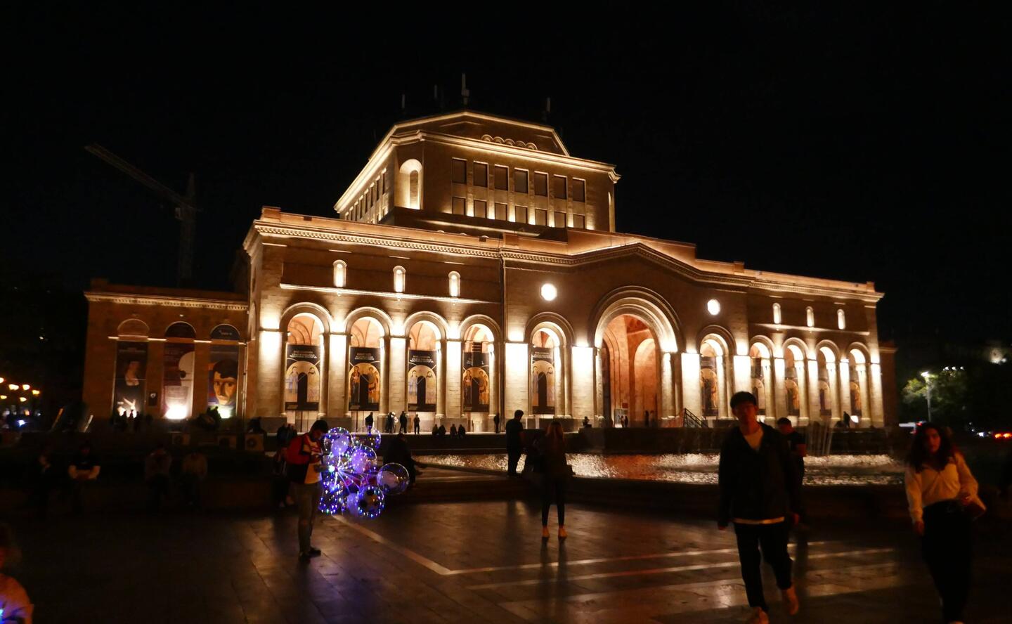 Yerevan at night - we were entertained by the musical fountain/liight display