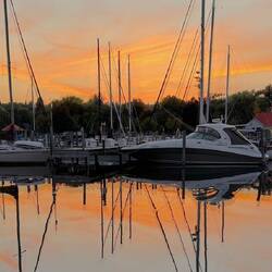 Sunset over the Northport Marina