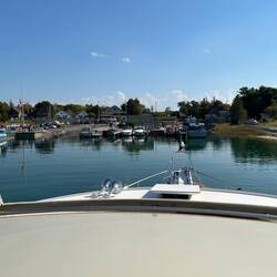 We enter Leland Township Harbor