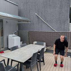 We've been trying to flip and catch this hat for two weeks. Not there yet