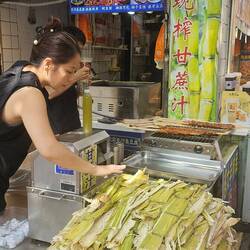 Fresh squeezed sugar-cane juice; not as silly-sweet as you'd think.