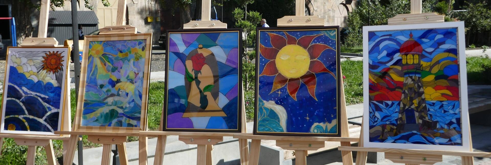 Local artworks at Gyumri fair