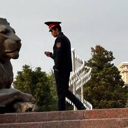 Guarding when he's not on his cell phone