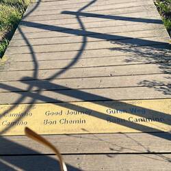 Started walking boardwalks today. Here, a message for pilgrims.