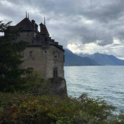 View of the lake and side of the castle
