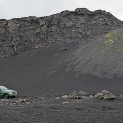 Black lava sands and sculptures