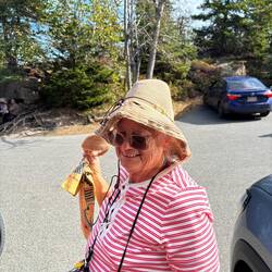 Jill's favorite painting hat after Indy modified it