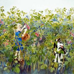 Der Garten der Großmutter hatte jede Menge Himbeeren.