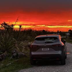 Unser Auto und ja... der Himmel war so rot!