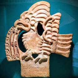 Sculpture of a god bird found in the Temple of Quetzalcóatl.