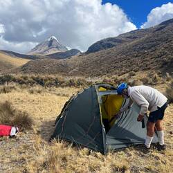 Bivouac at 4600m, facing the Tuco peak 5479m