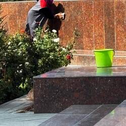 Washing the monument