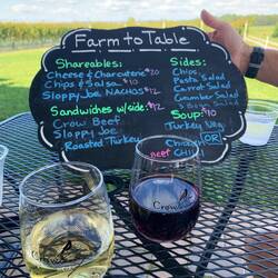 Im Hintergrund die Weinreben