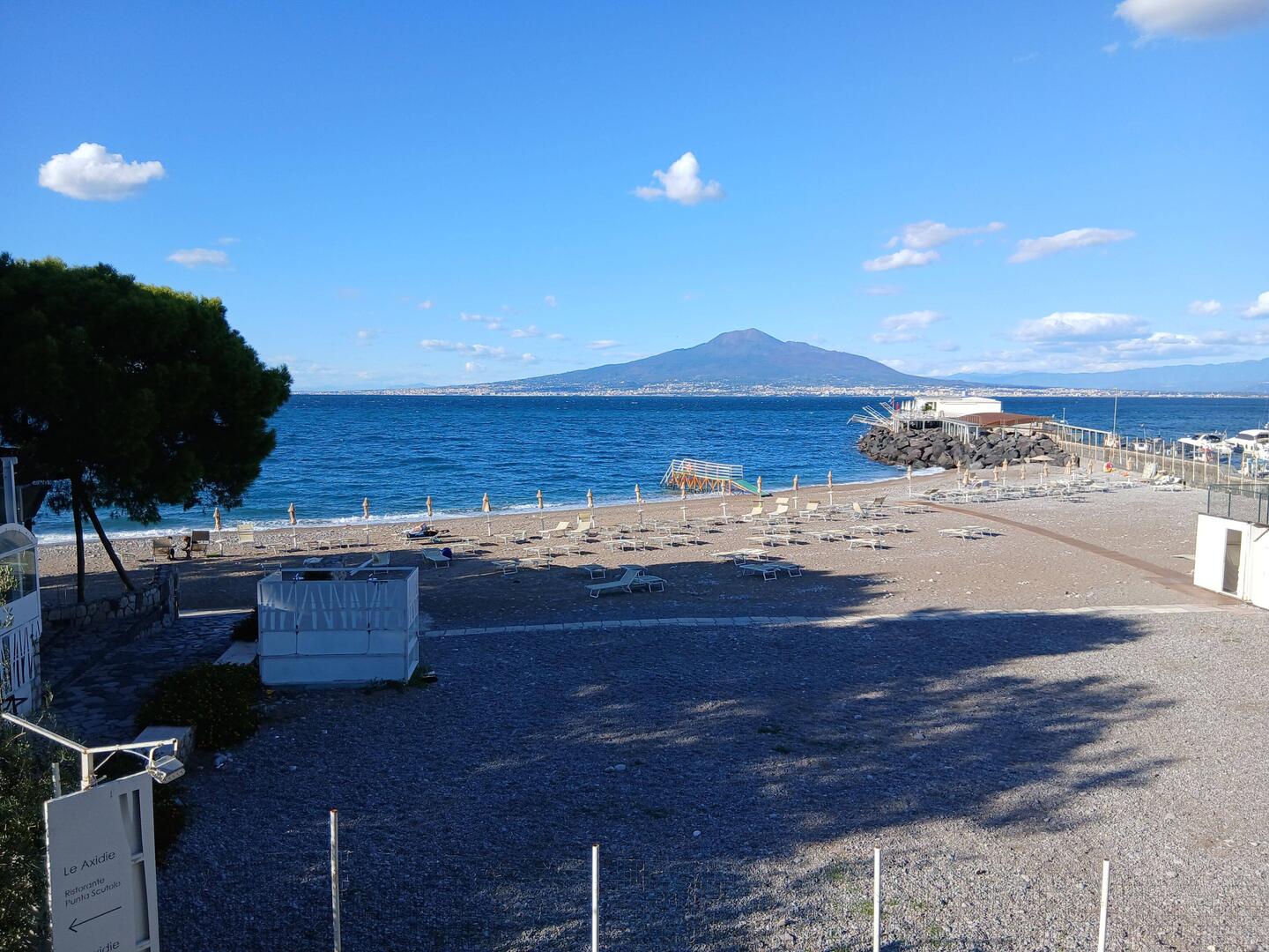 Beach in Vico Equense with view of Vesuvius