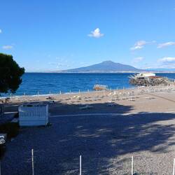 Beach in Vico Equense with view of Vesuvius