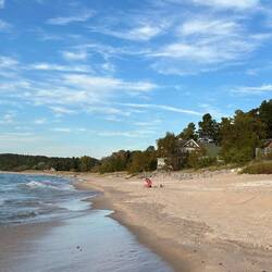 The beach at Leland, looking back toward the marina