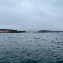 Approaching the Frankfort North Pier lighthouse