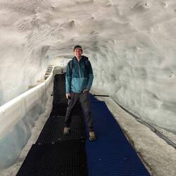 Inside the ice caves carved into the glacier near the Matterhorn