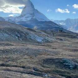 Video of the cabins at the base of the Matterhorn; we think one was a church